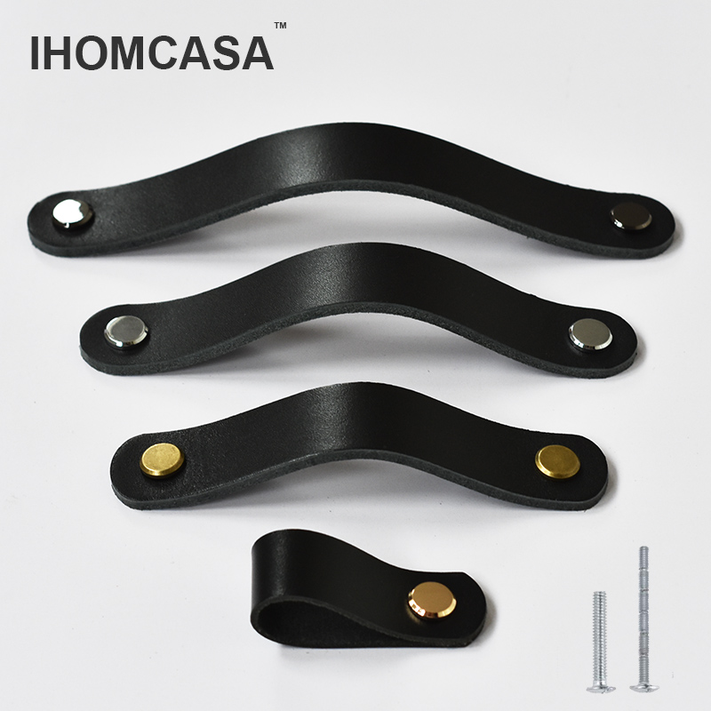 Furniture Hardware China - IHOMCASA Black Leather Knobs Cupboard Shoe