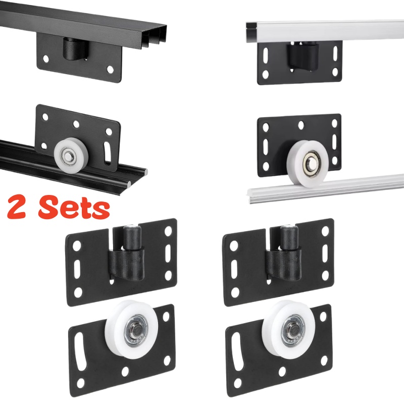 Furniture Hardware Kit - 2 Sets Sliding Closet Door Roller,