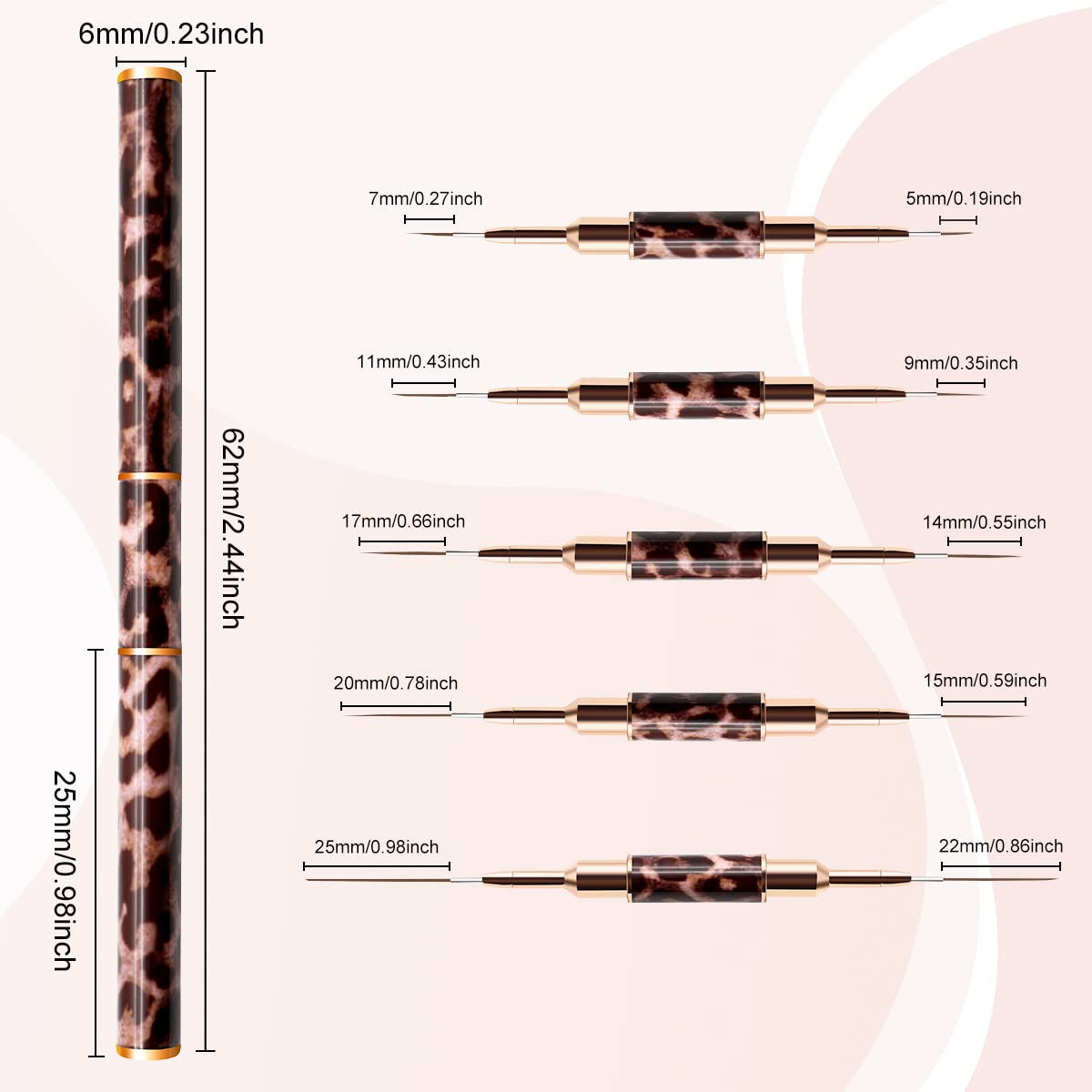 Liner Brush for Nails,5Pcs Dou - Furniture Hardware Nails ulasan dan harga